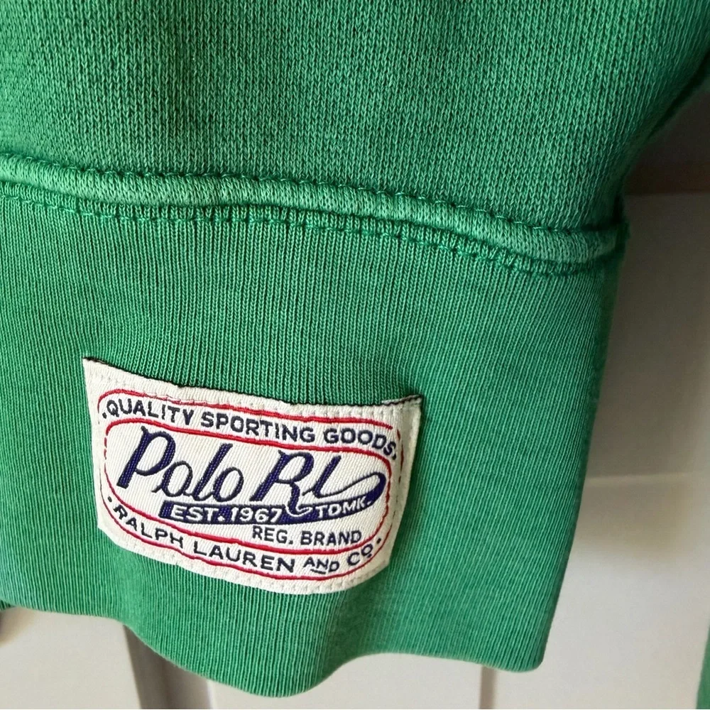 Ralph Lauren Polo University NY P-Wing Green Fleece Small Sweatshirt Preppy